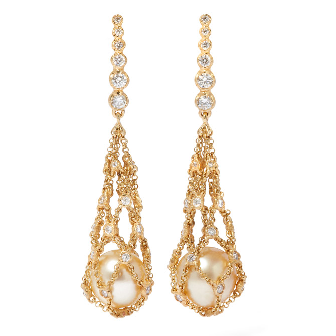 Annoushka pearl diamond net earrings