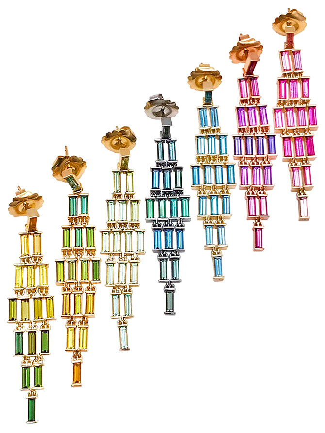 Jane Taylor baguette cascade earrings