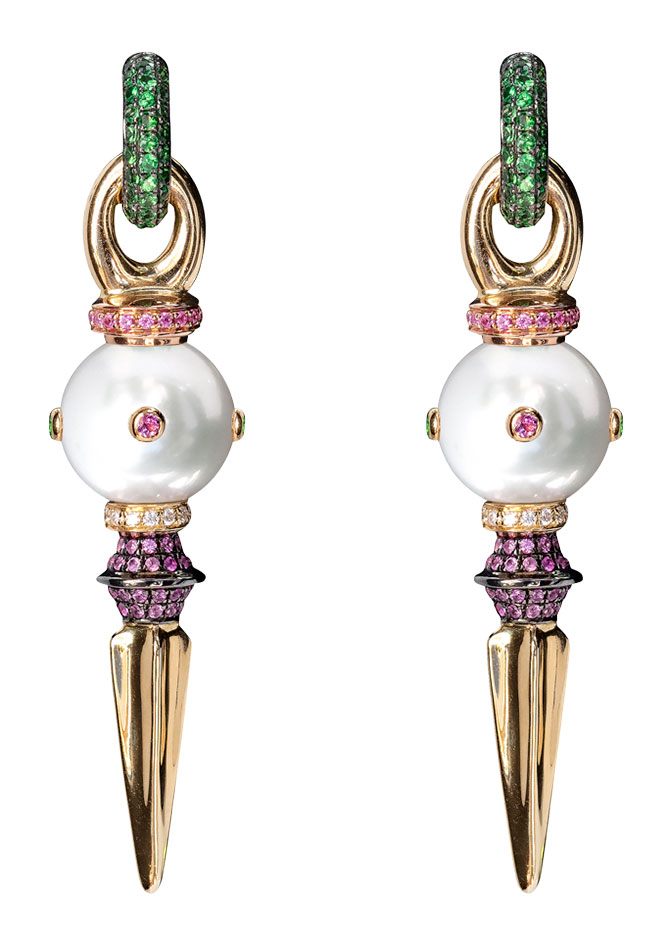 Rosa van Parys south sea pearl earrings with gemstones
