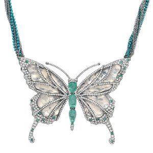 Victor Velyan clear fire opal butterfly pendant