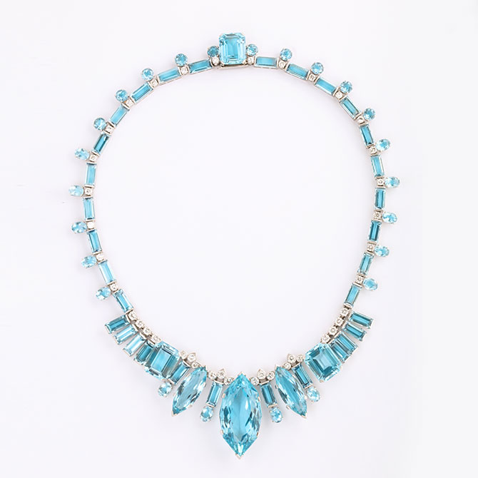 ALVR aquamarine and diamond necklace