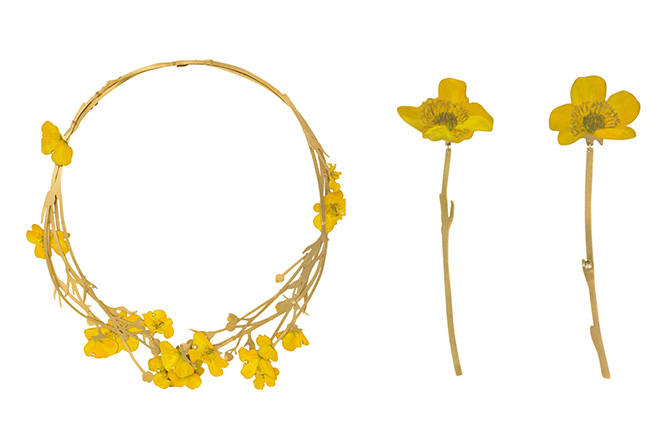 Christopher Thompson Royds Buttercups earrings and necklace