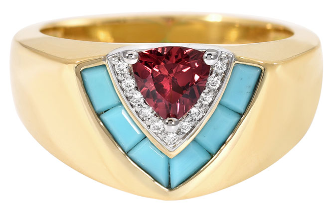 Emily P Wheeler signet ring with turquoise garnet