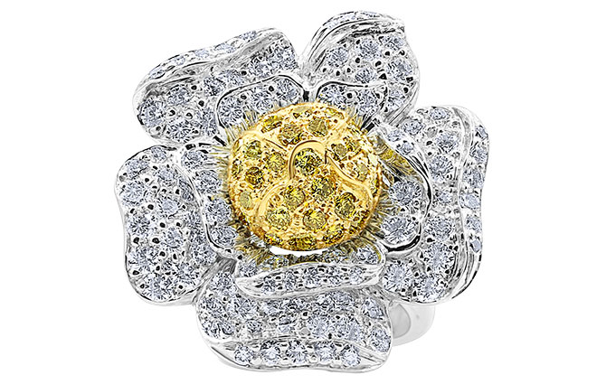 Oscar Heyman yellow flower diamond ring
