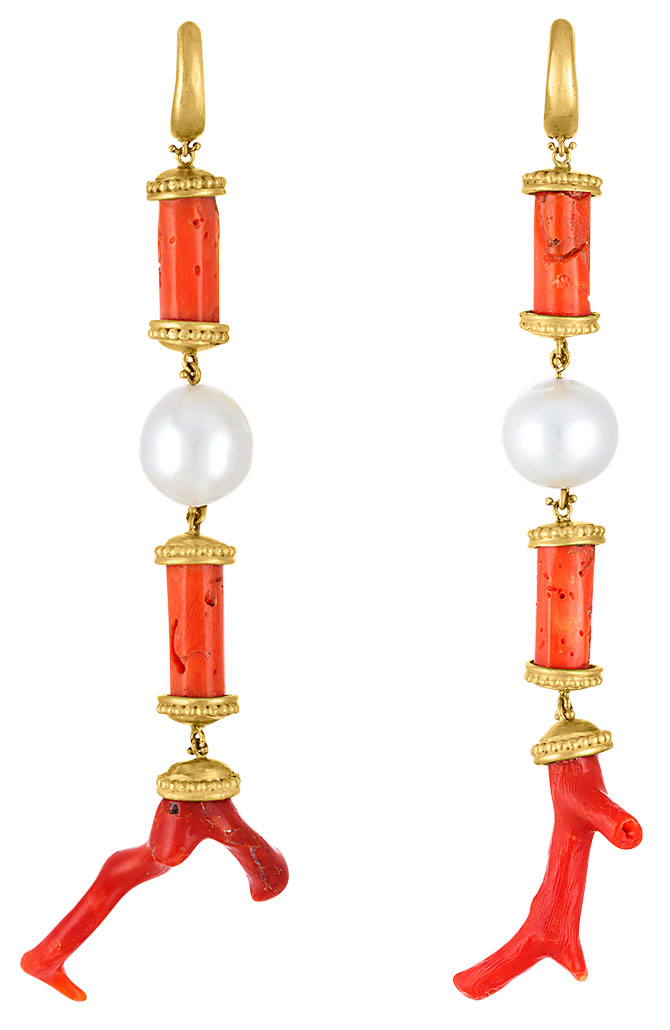 Prounis laurel tropaion coral earrings