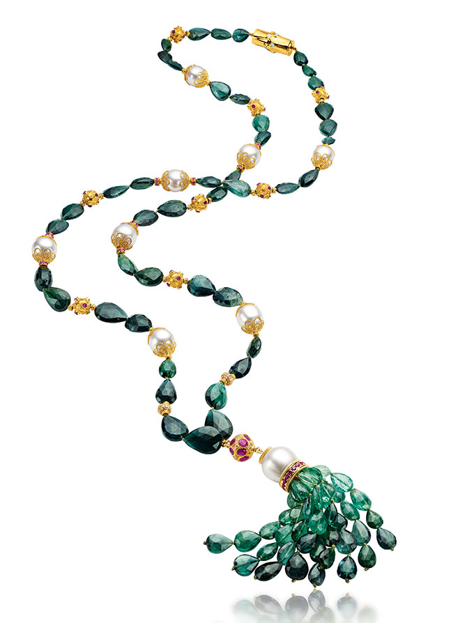 Verdura Green tassel necklace