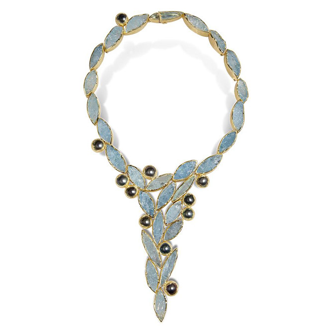Todd Reed aquamarine and pearl necklace