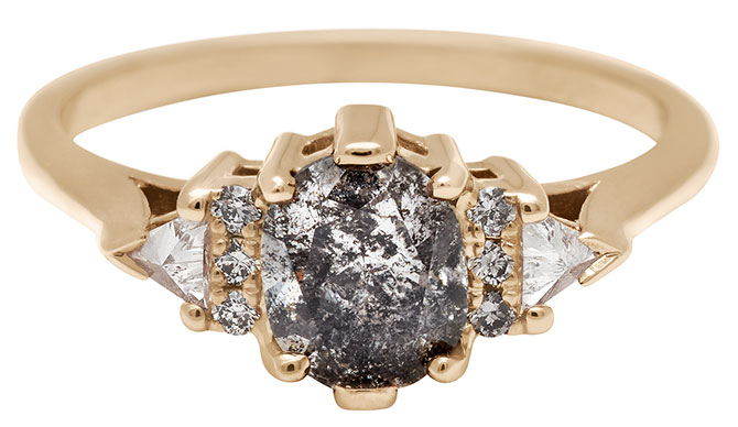 Anna Sheffield Stardust Bea ring with galaxy gray diamond