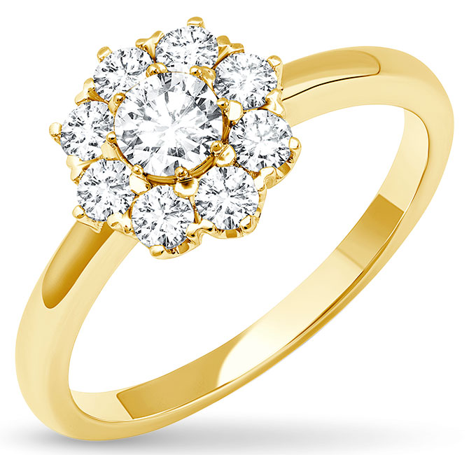 Graziela yellow gold diamond cluster ring