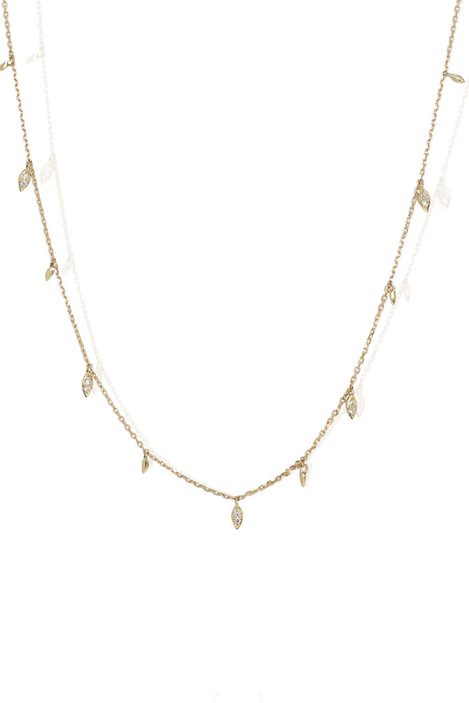 Lark & Berry Alicia Delicate Diamond Leaf Necklace 14k $1,267