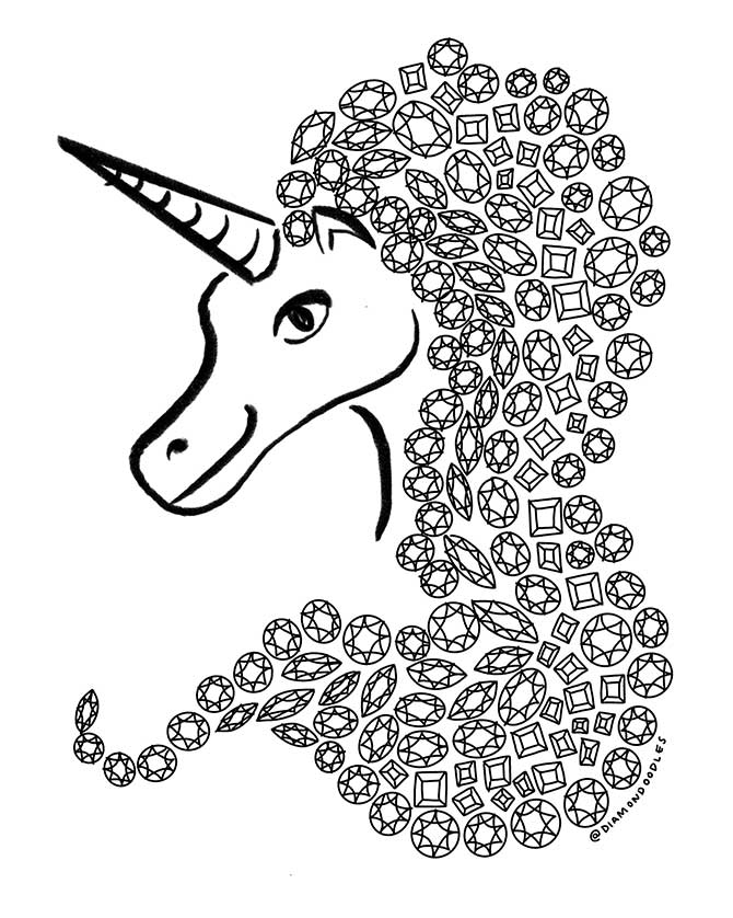 Diamondoodles Unicorn doodle