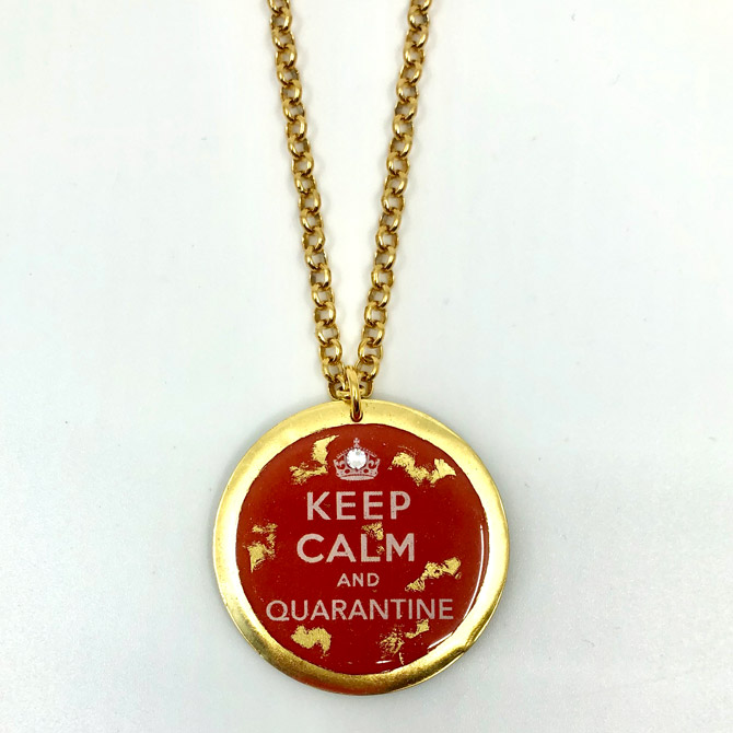 Evocateur Keep Calm and Quarantine disc pendant