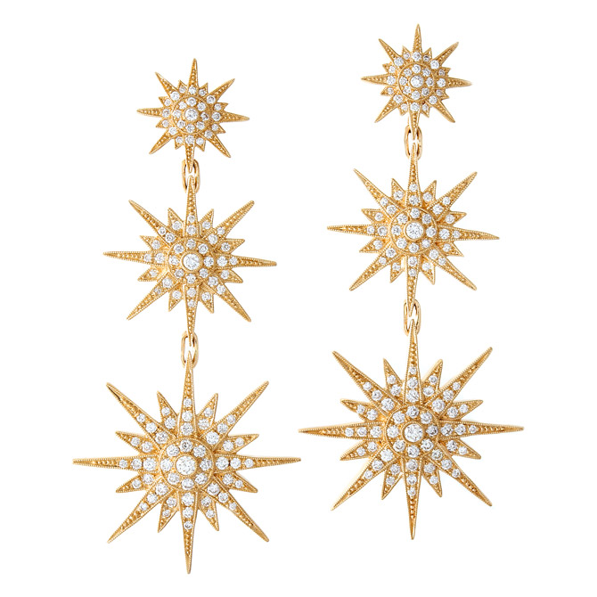 Beverley K three-star dangle earrings