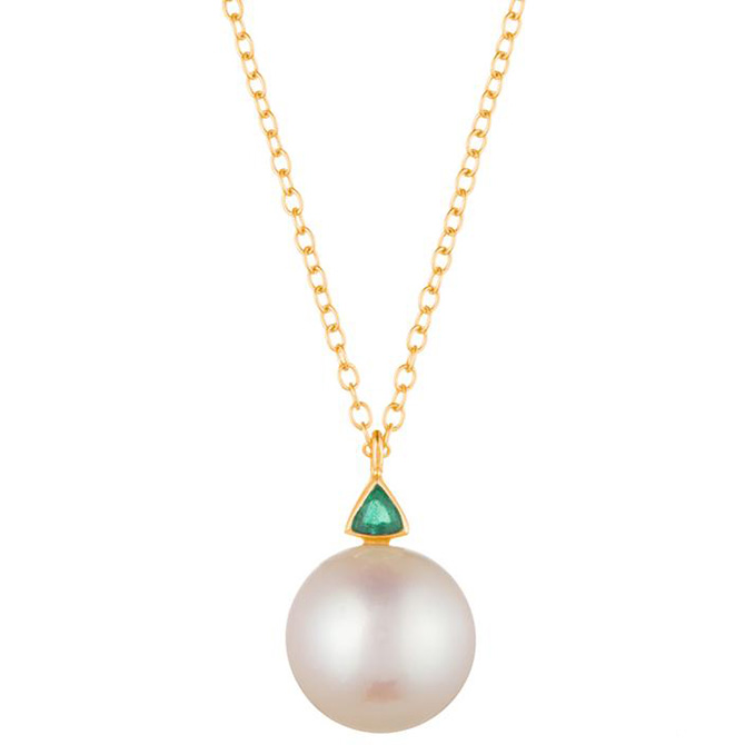 Halleh pearl emerald pendant