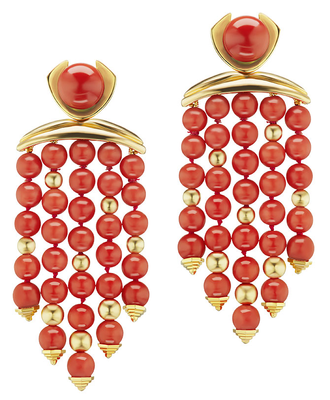 Assael sardinian coral drop earrings