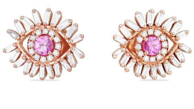 Suzanne Kalan Evil Eye pink sapphire earrings