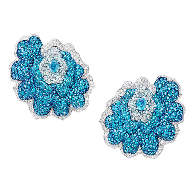 Vanleles Diamonds Enchanted Garden paraiba flower earrings