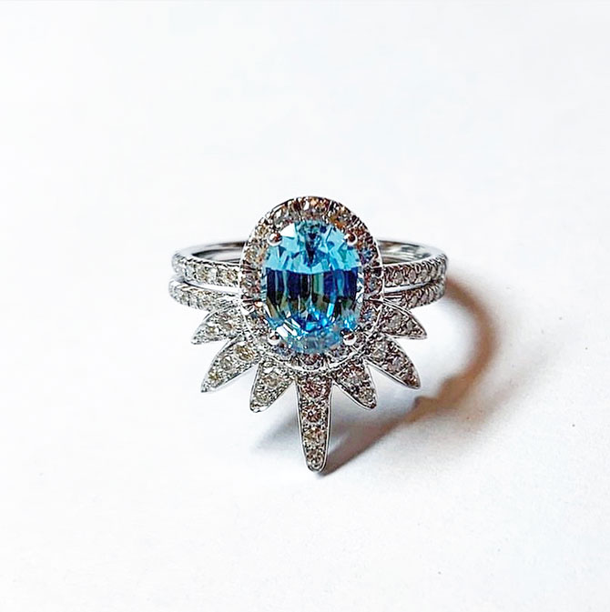Lorraine West blue zircon ring
