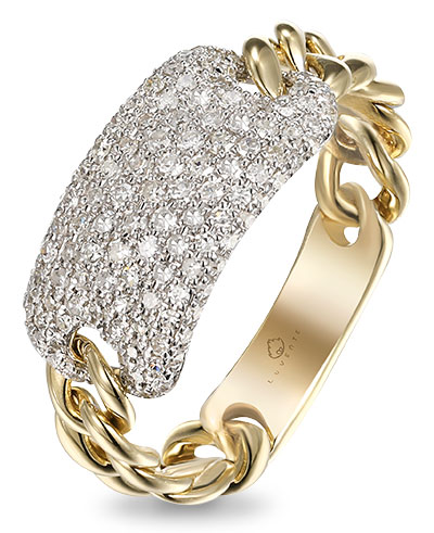 Luvente gold diamond chain ring