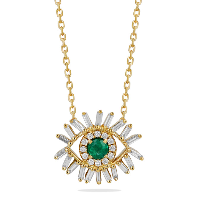 Suzanne Kalan emerald Evil Eye necklace