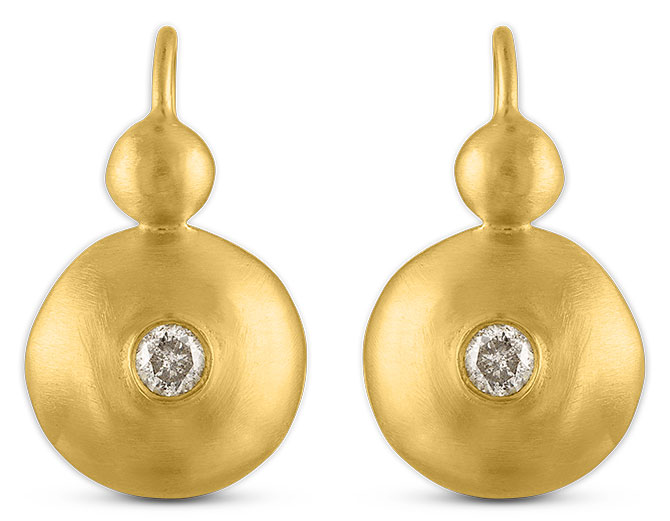 Prounis small diamond bulla hook earrings