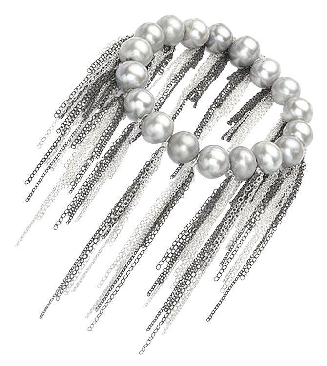 Samira 13 pearl oxidized chain bracelet