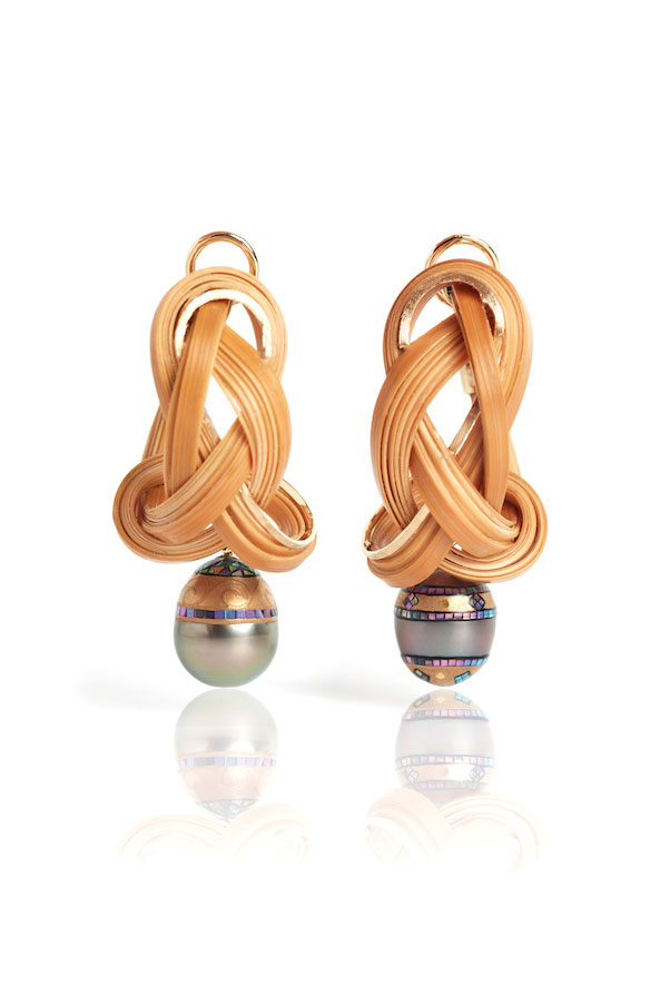 Silvia Furmanovich pearl and bamboo earrings