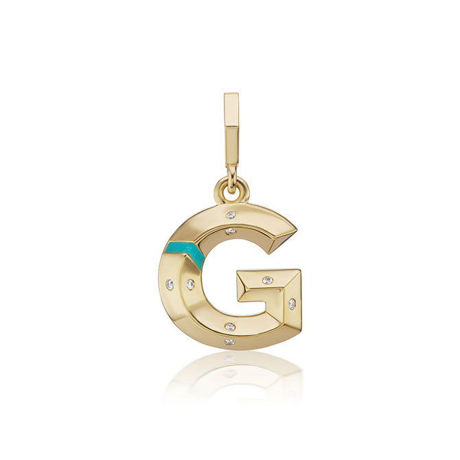 Harwell Godfrey G initial gold pendant