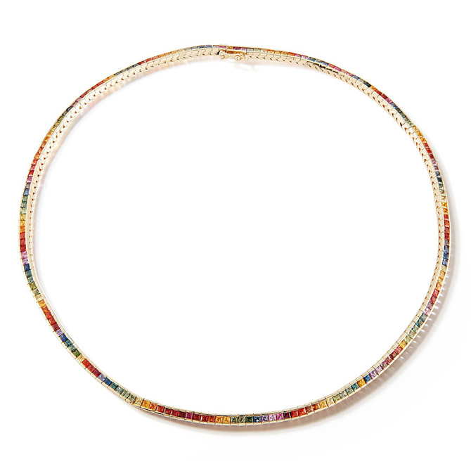 Mateo rainbow sapphire tennis necklace