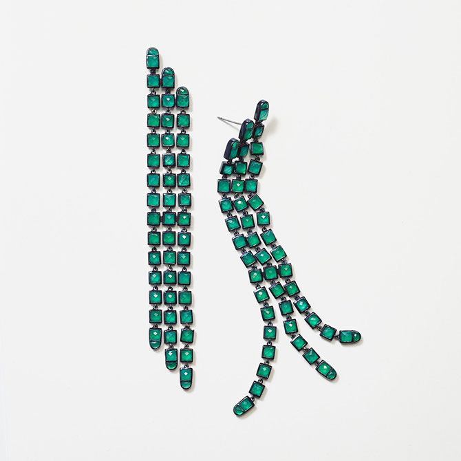 Nakard triple line earrings green onyx