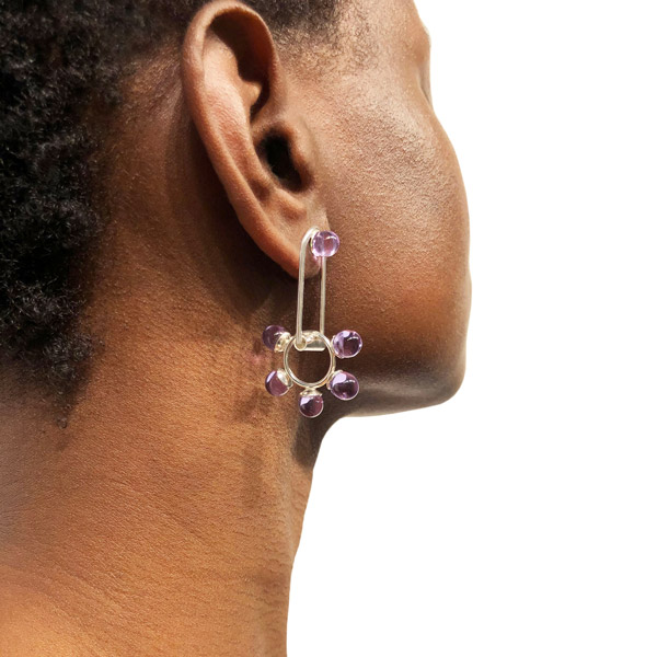 interactive sensory jewellery small oxidized silver. Triangle kinetic earrings