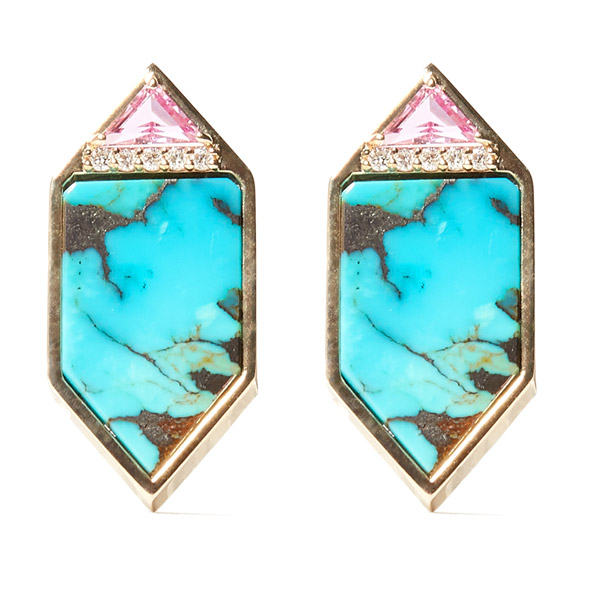 Campbell and Charlotte turquoise Hexagon stud earrings