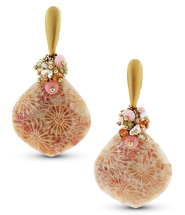 Dana Busch coral pearl morganite sapphire quartz opal earrings