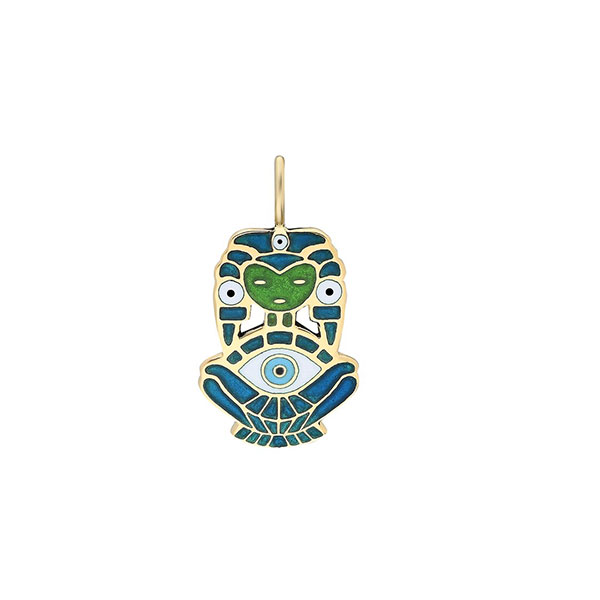 ITA Atabex enamel and gold pendant