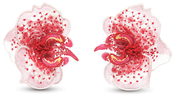 Mignonne Gavigan pink red orchid earrings
