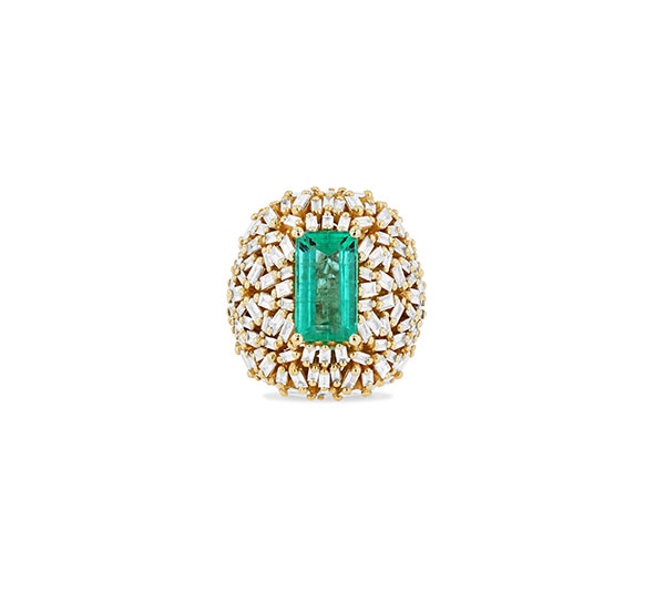 Suzanne Kalan emerald and diamond baguette ring