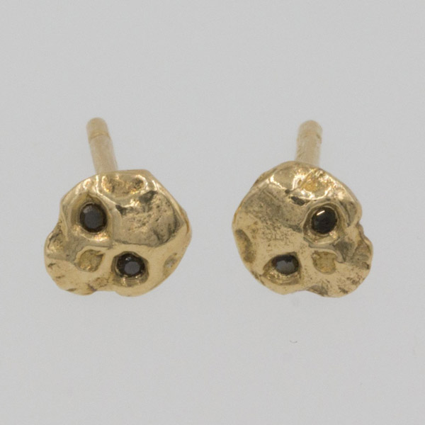 12th House Jewelry black diamond skull earrings
