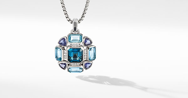 David Yurman Novella Statement blue topaz pendant