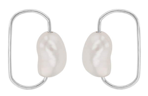 Grace Lee single link baroque pearl earrings