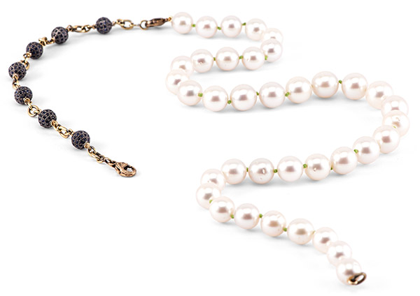 Sylva Cie pearl sapphire bead necklace
