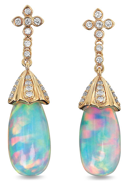 Yael briolette white opal earrings