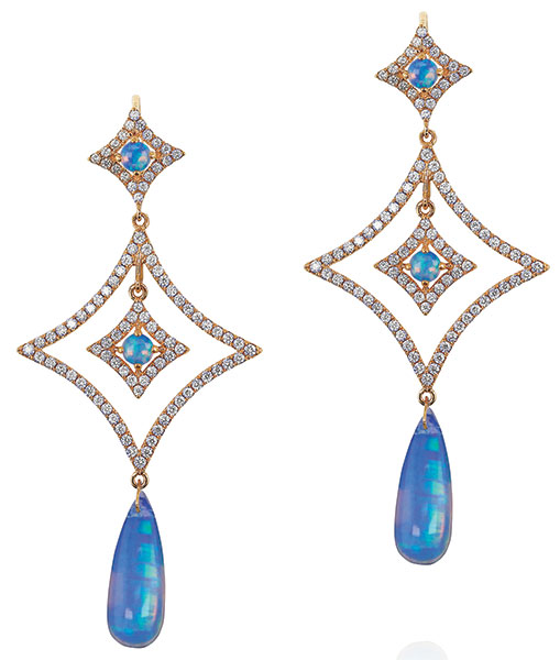 Yael diamond opal drop earrings