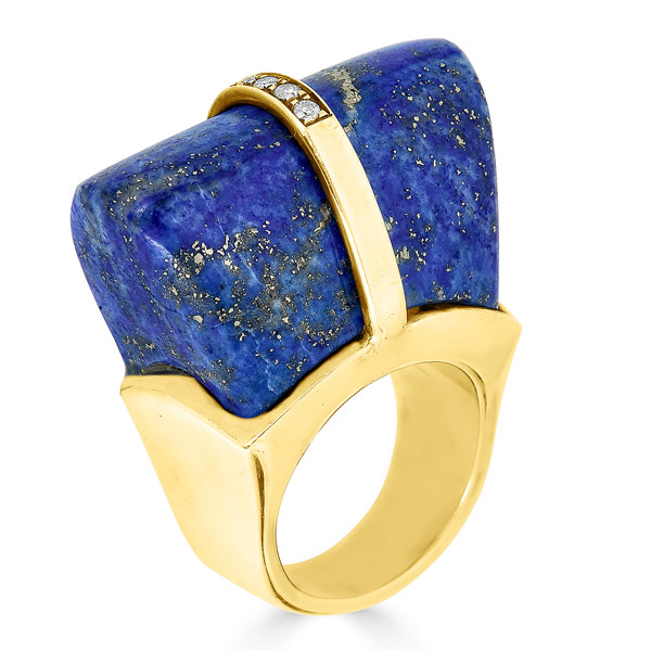 Argelia Hadrovic Nefertiti Crown lapis ring