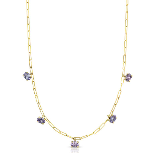 M Spalten tanzanite gemstone drop necklace