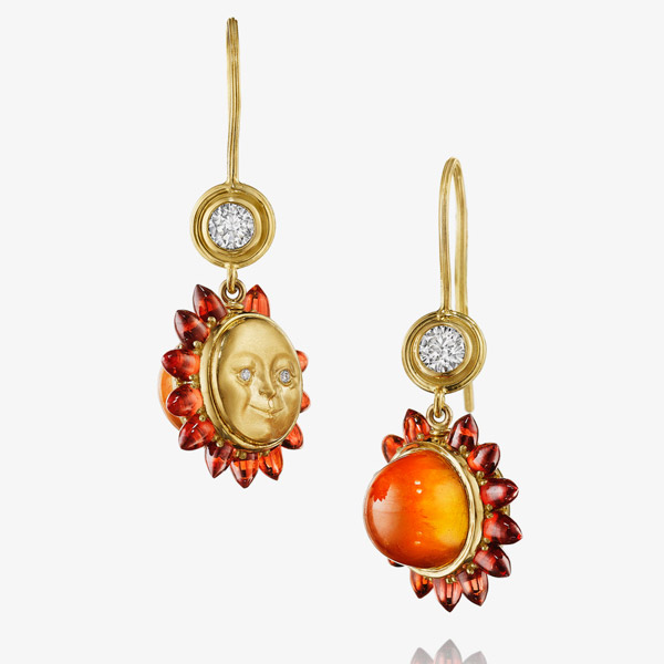 Anthony Lent garnet sunset earrings