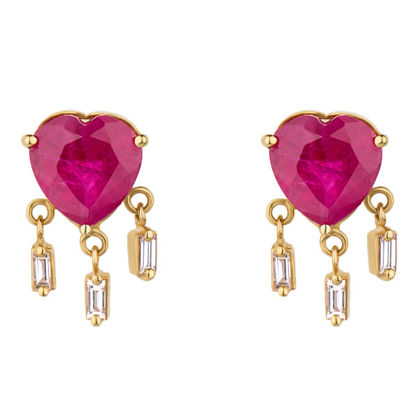 Dima Jewellery ruby heart earrings