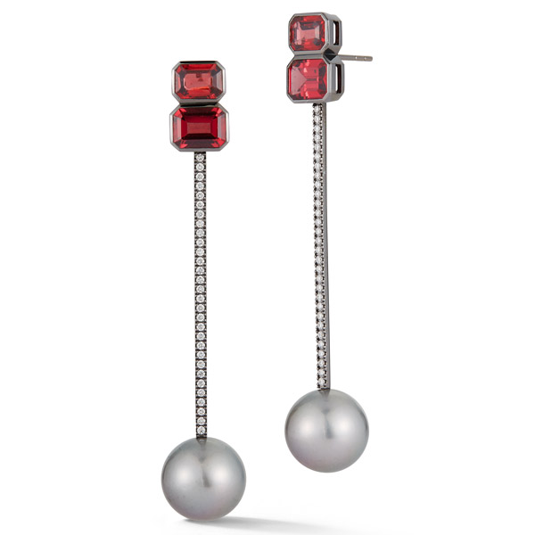 Katherine Jetter pearl and garnet earrings