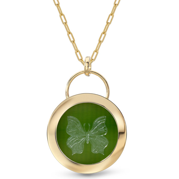 Retrouvai jade butterfly pendant