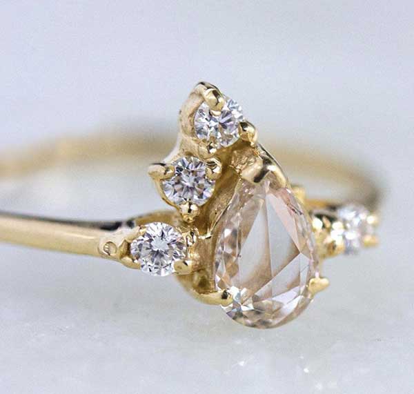 Rose Cut Champagne Diamond ring by Ruta Reifen