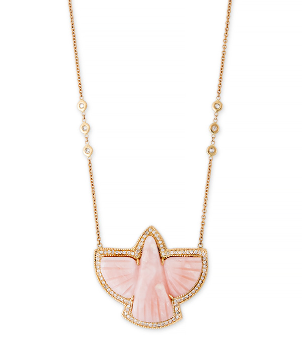 Jacquie Aiche Pink Opal Thunderbird Necklace